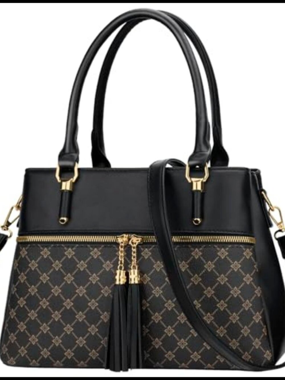 Women Satchel Handbag PU Leather Top Handle Purse Medium 3 Compartment
